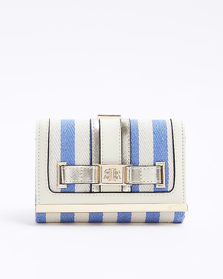 Blue canvas stripe purse