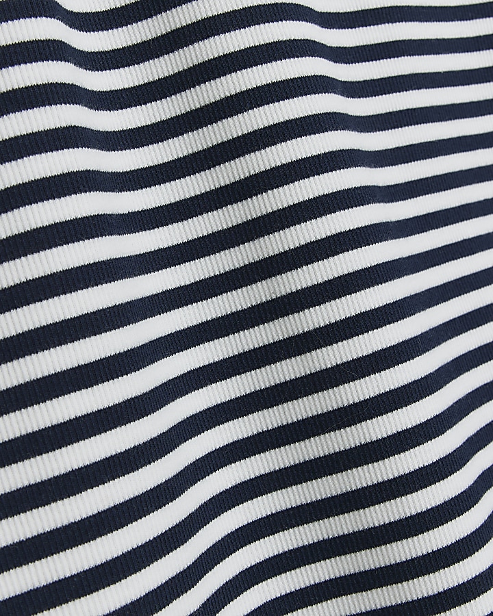 White rib stripe pencil midi skirt