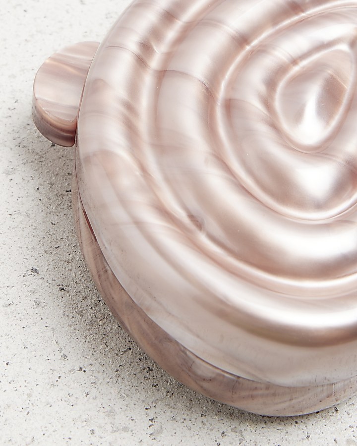 Brown hard shell clutch bag River Island