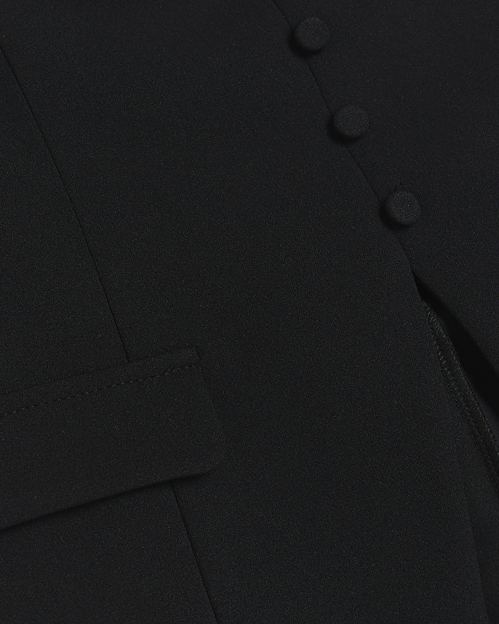 Black Buttoned Bandeau Top