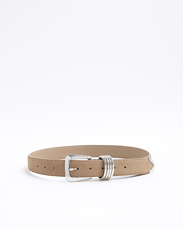 Beige suede belt