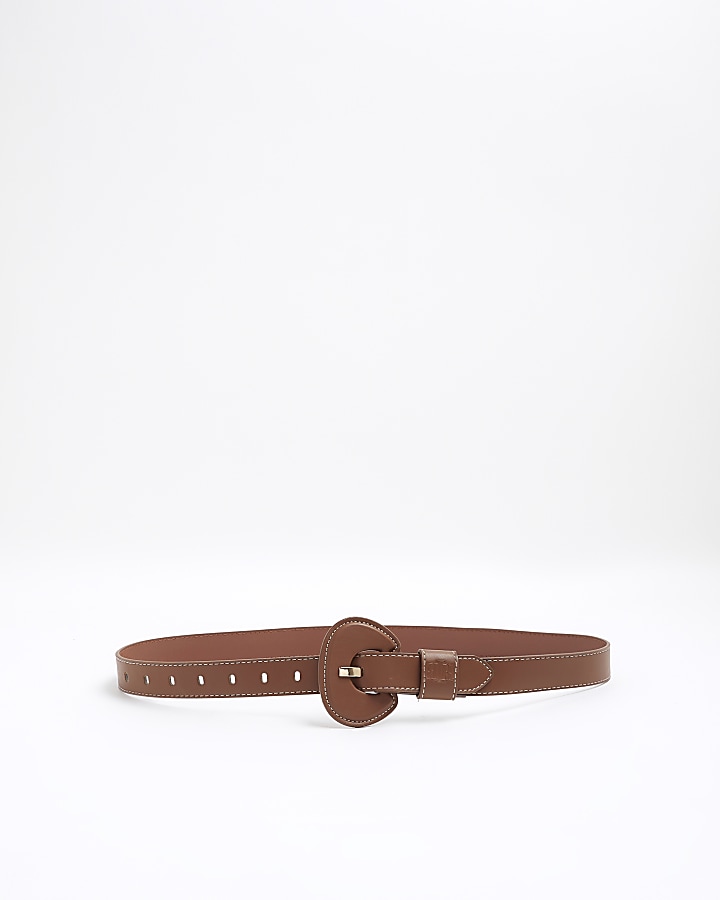 Brown covered buckle belt