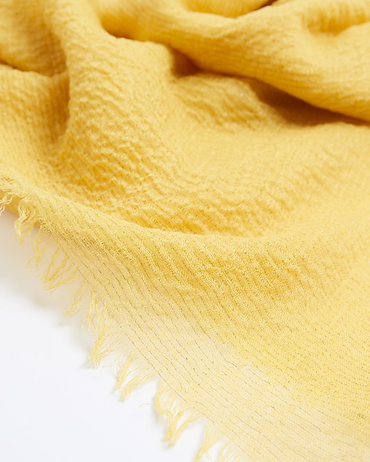 Yellow lightweight tassel scarf