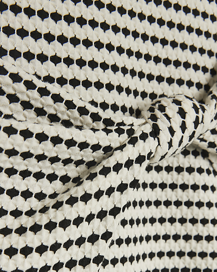 Cream textured stripe knot bodycon midi dress
