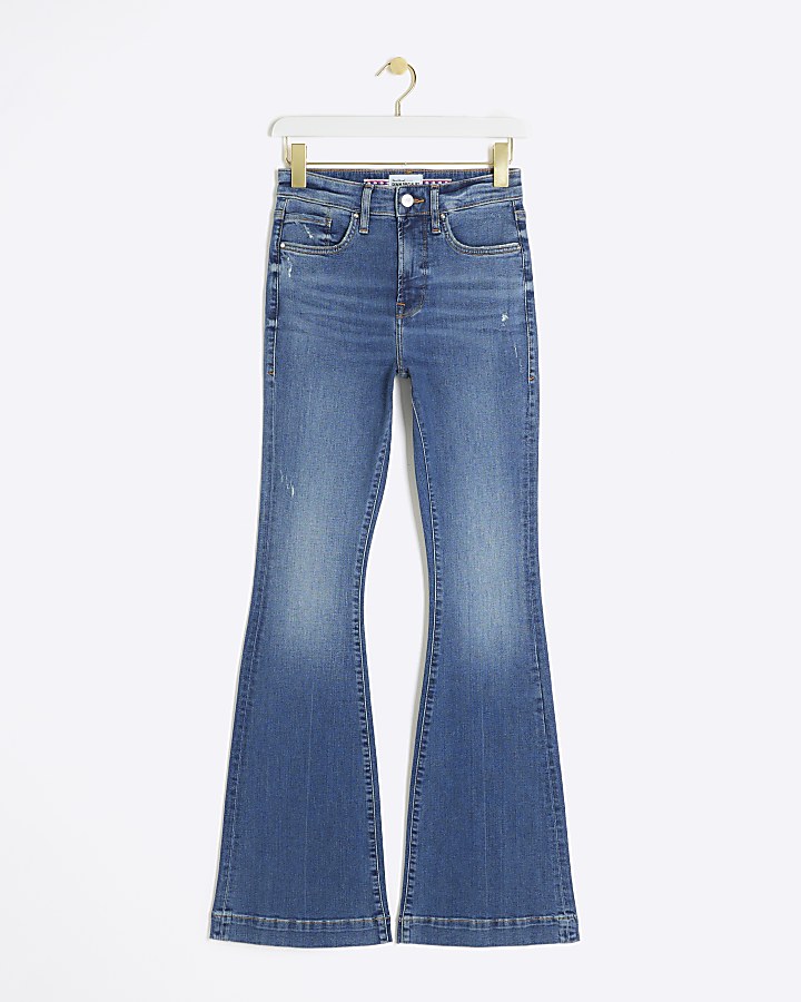 Blue high waisted tummy hold flared jeans