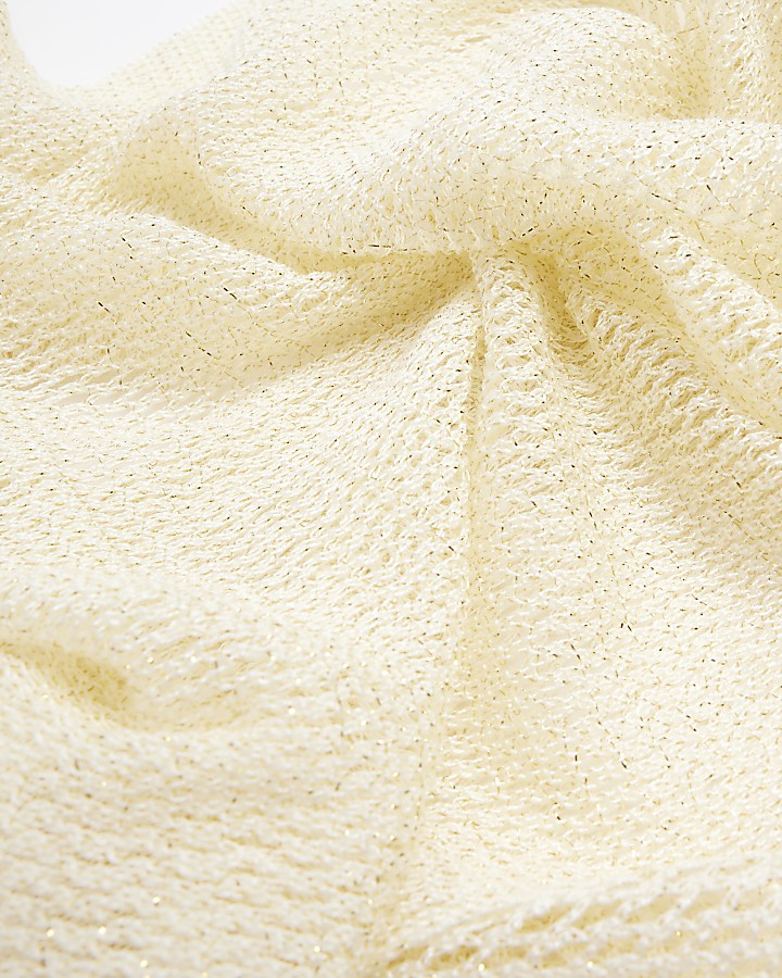 Cream Crochet Glitter Scarf