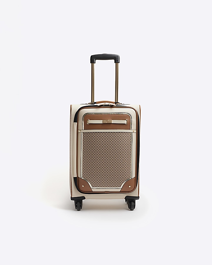 Brown monogram panelled suitcase