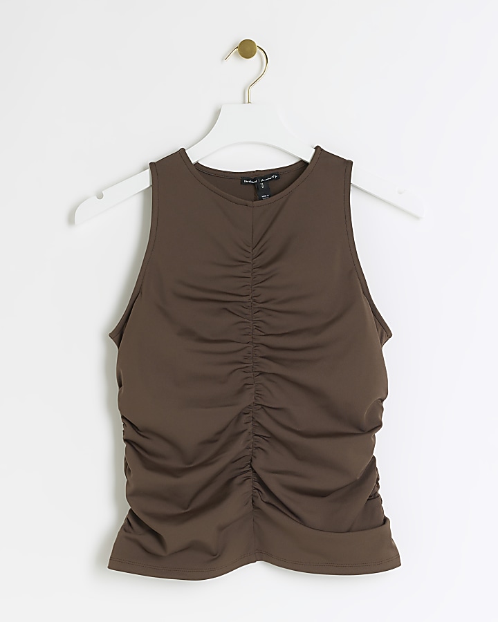 Brown ruched top