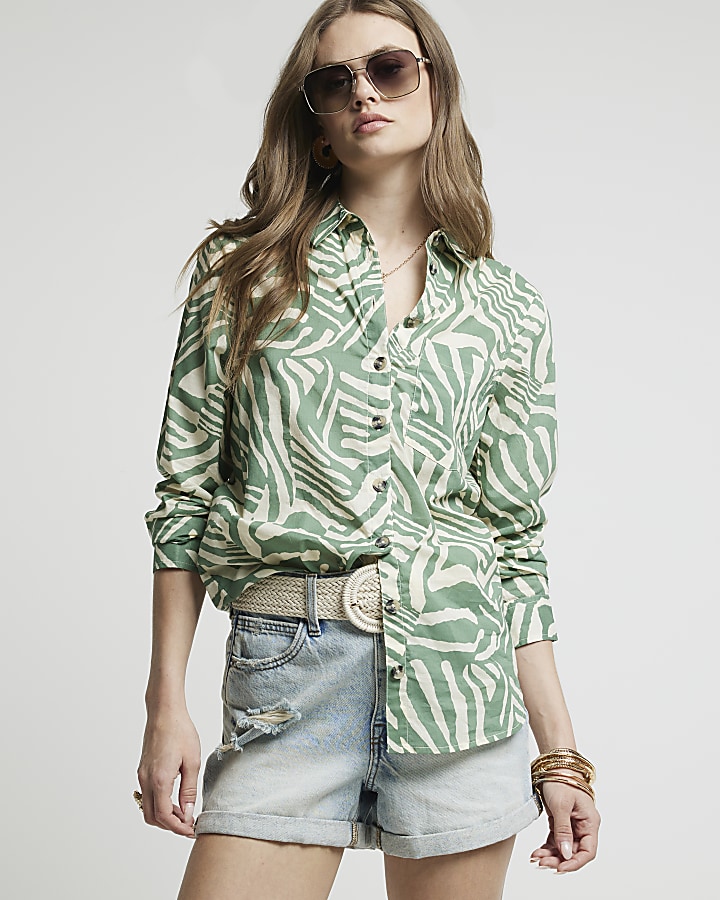 Green Zebra print shirt