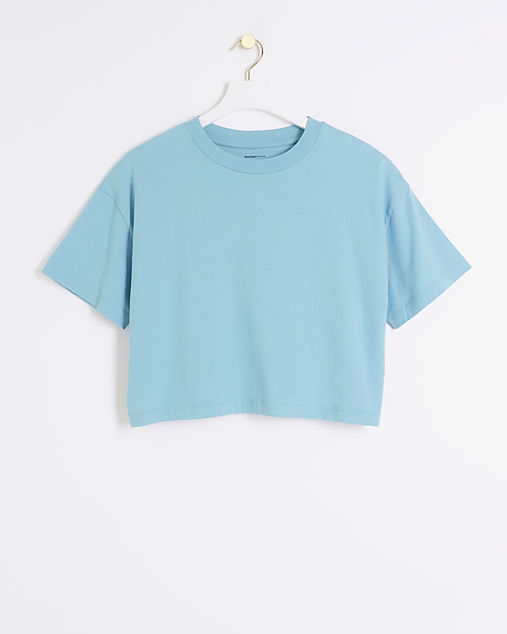Blue boxy cropped t-shirt