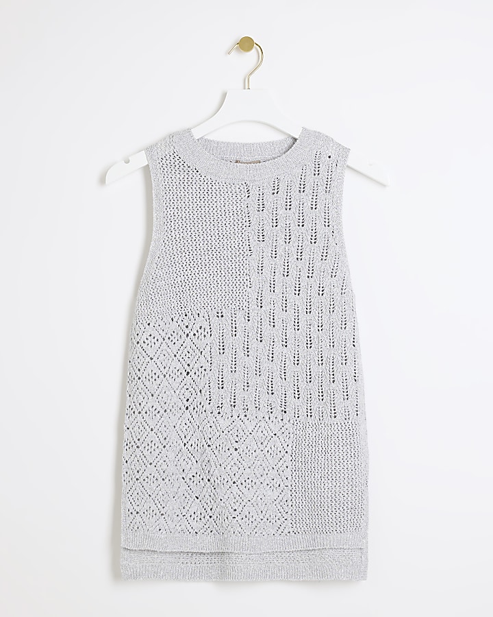 Silver stitch detail knit top