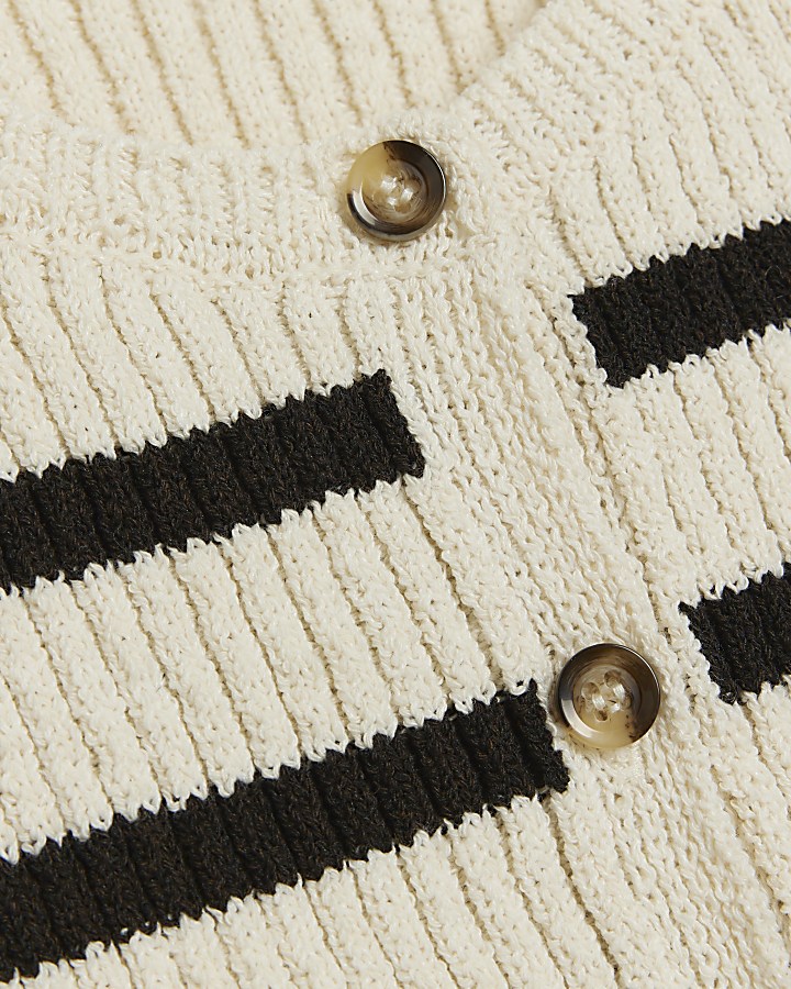 Brown Knit Ribbed Stripe Waistcoat