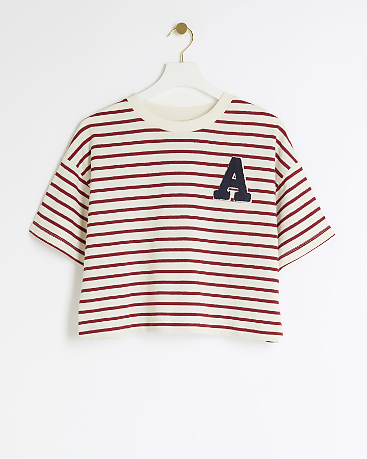 Red stripe boxy t-shirt