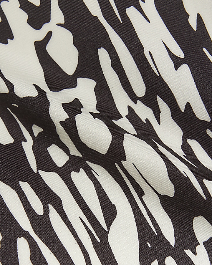 Black abstract long sleeve bodysuit River Island