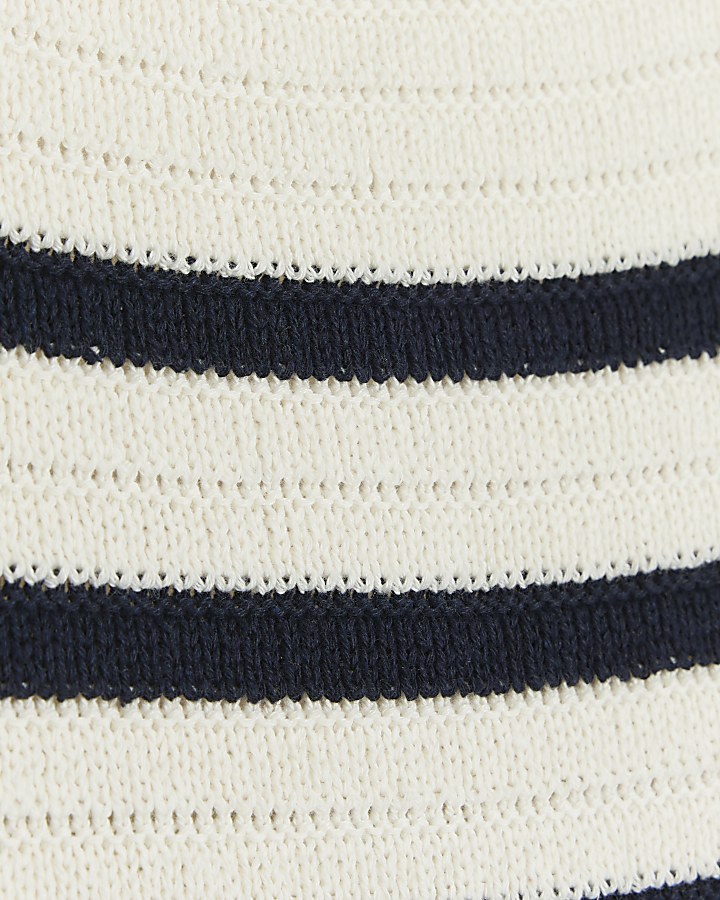 Navy crochet stripe bodycon midi dress