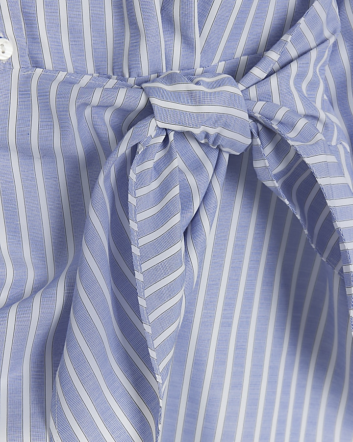 Blue Striped Wrap Shirt