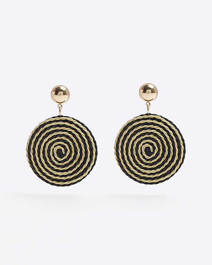 Black Swirl Drop Earrings