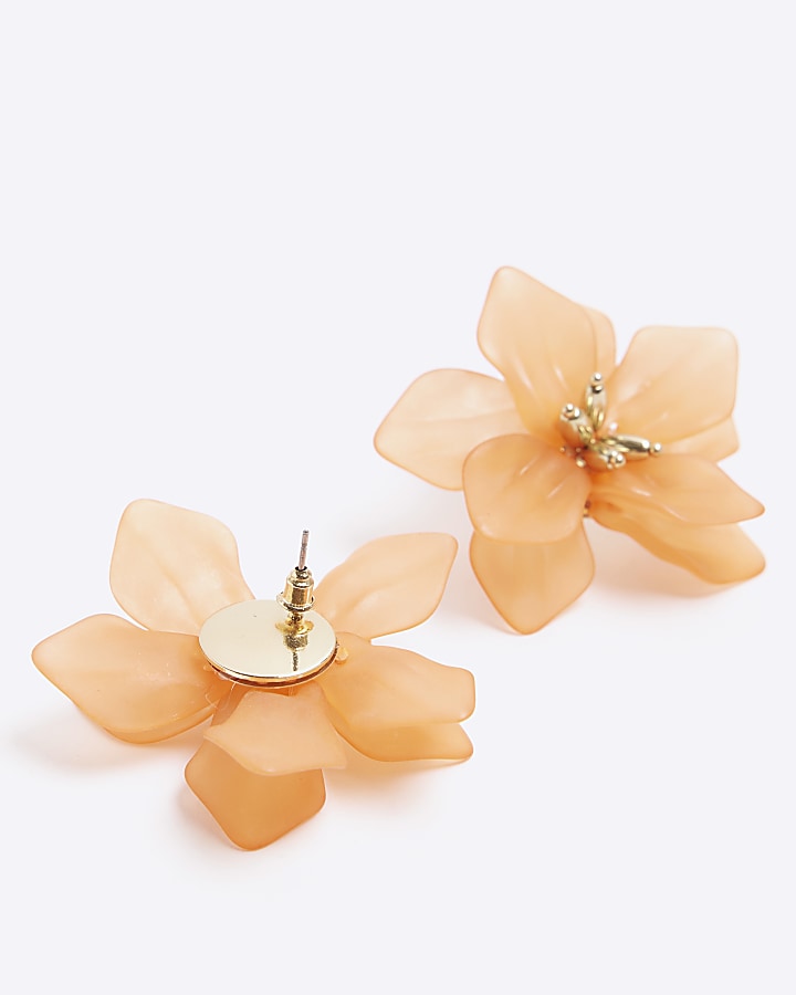 Orange Flower Stud Earrings River Island