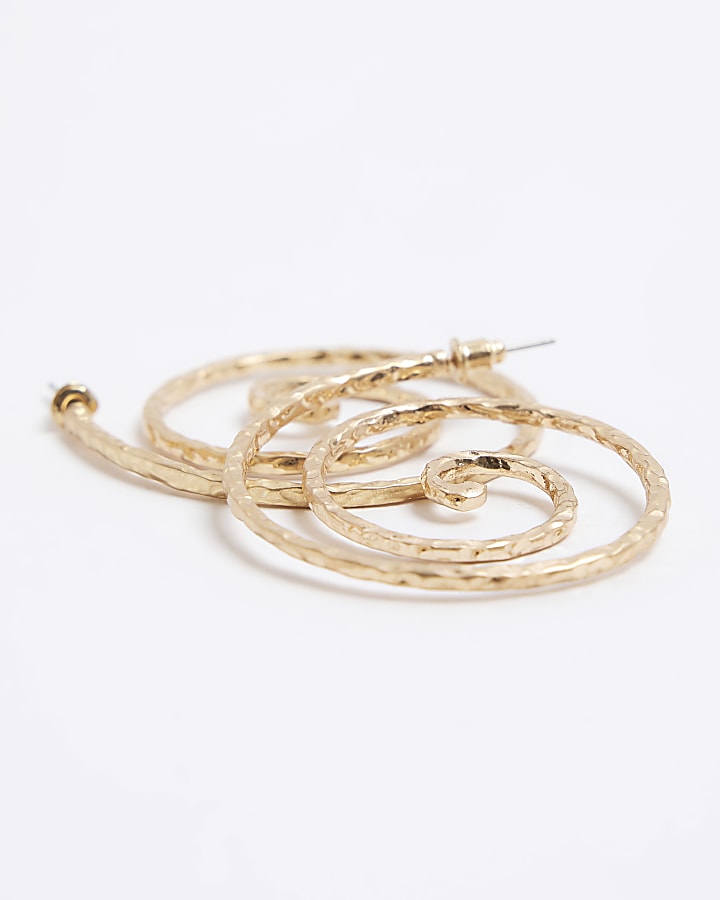 Gold swirl hoop earrings