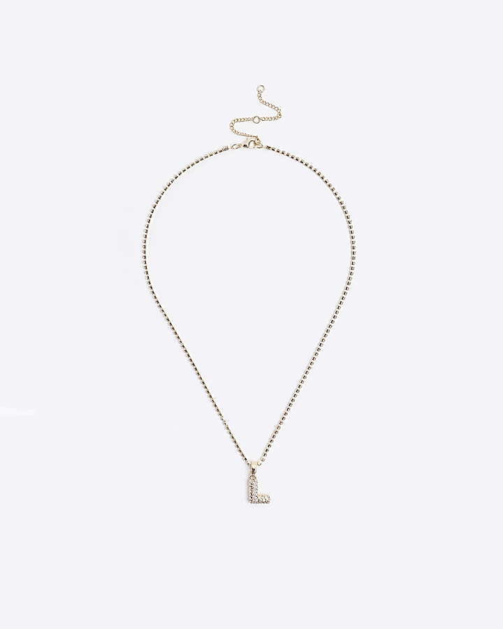 Gold L initial necklace
