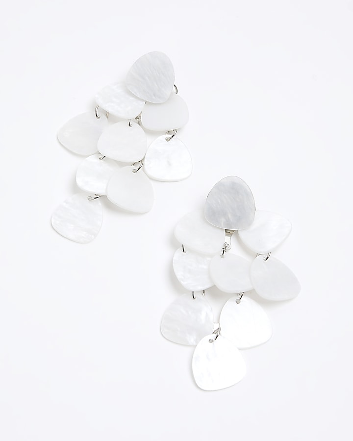 White Shell Cascade Drop Earrings