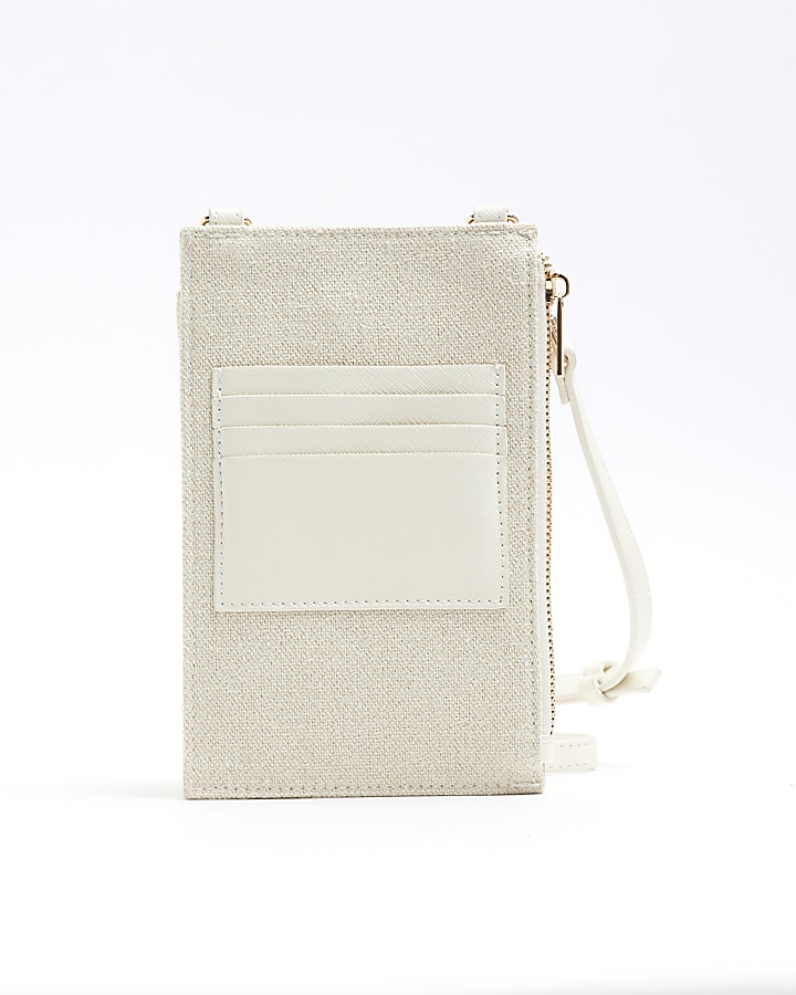 Cream canvas phone pouch bag
