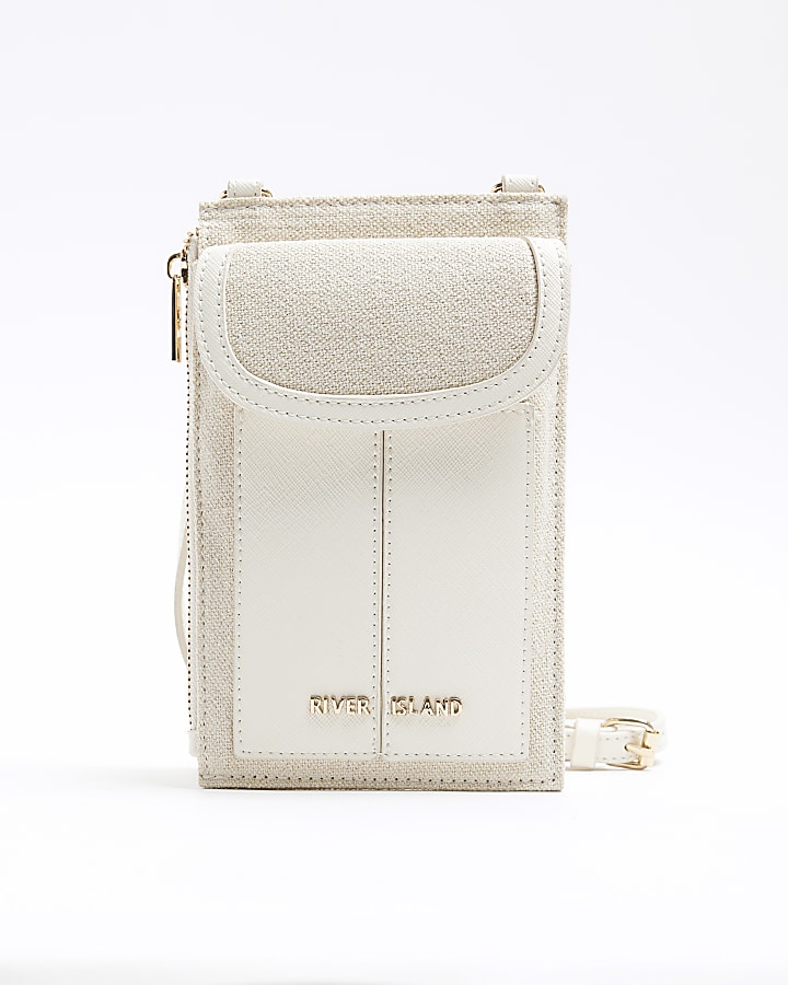 Cream canvas phone pouch bag
