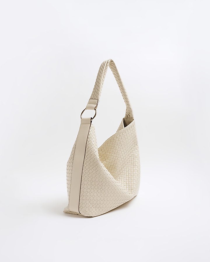 Cream Woven Slouch Tote Bag