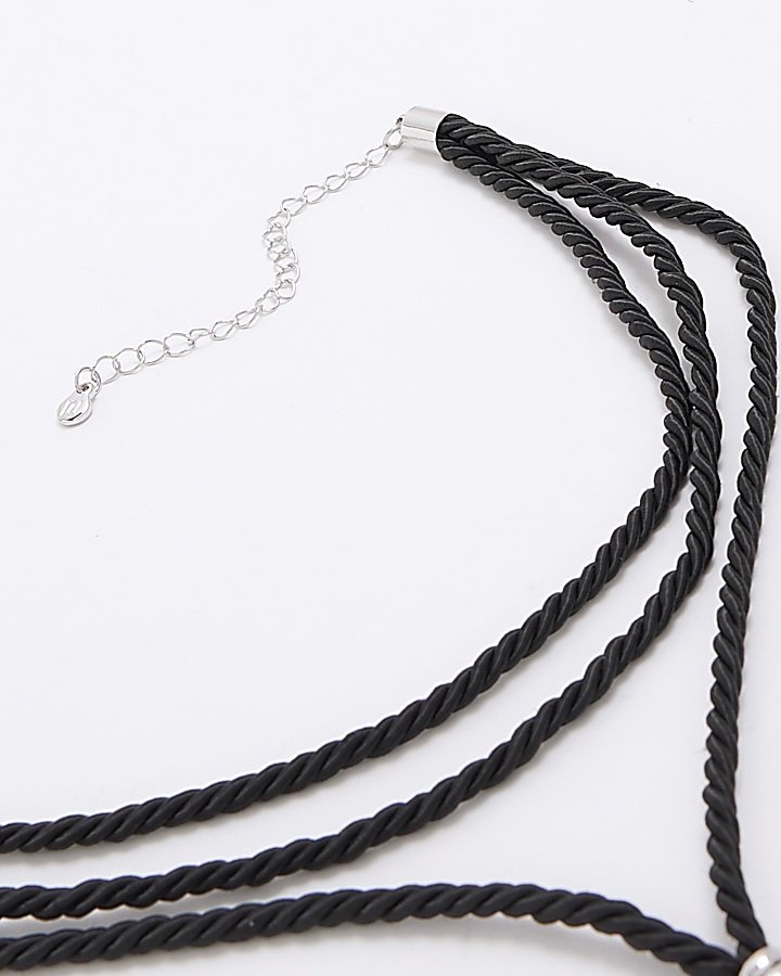 Black Spiral Cord Choker Necklace
