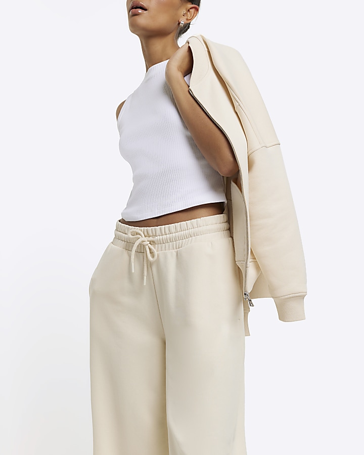 Cream wide leg joggers River Island