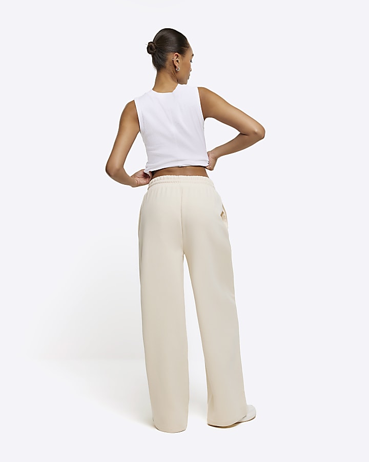 Cream wide leg joggers River Island