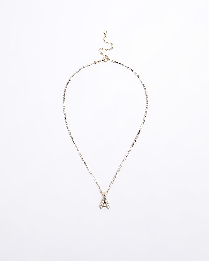 Gold A initial necklace