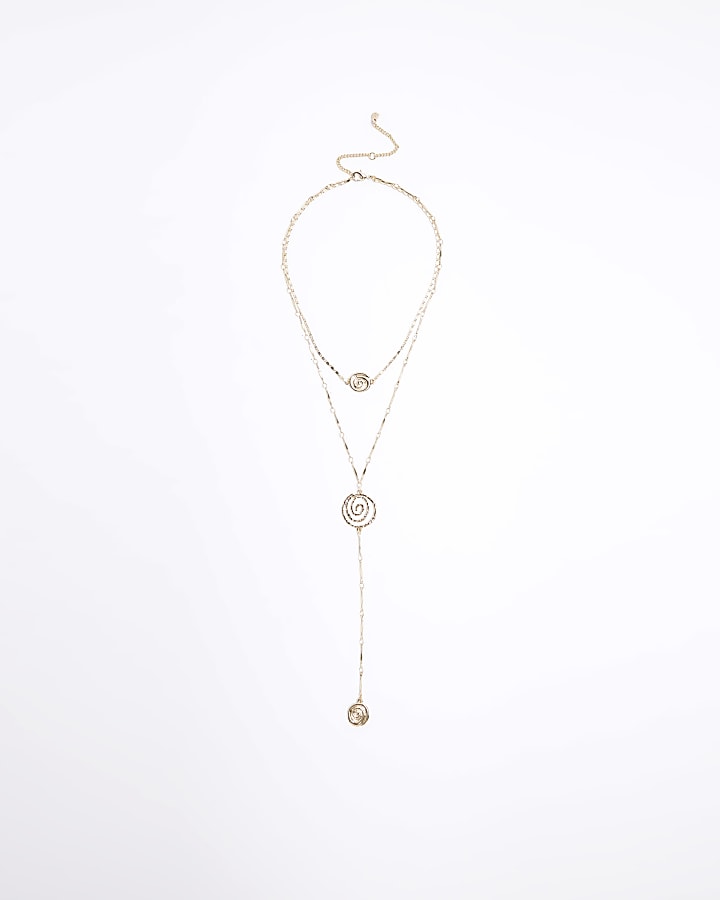 Gold Swirl Multirow Necklace