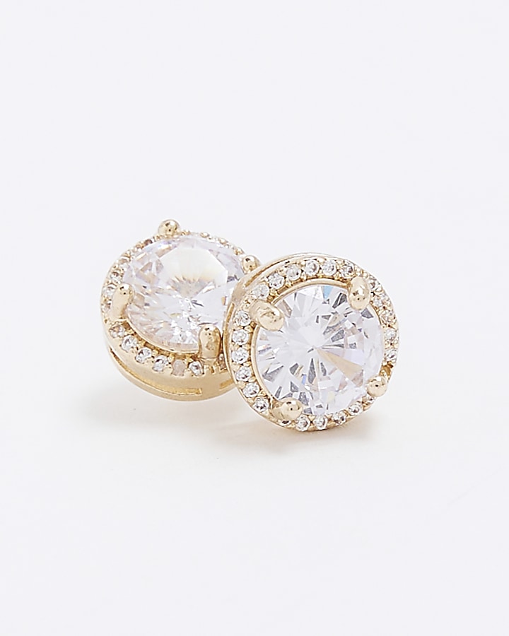 Gold Diamante Stud Earrings