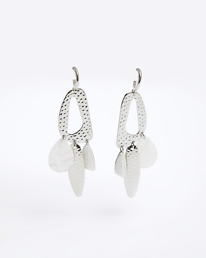 Silver shell drop earrings