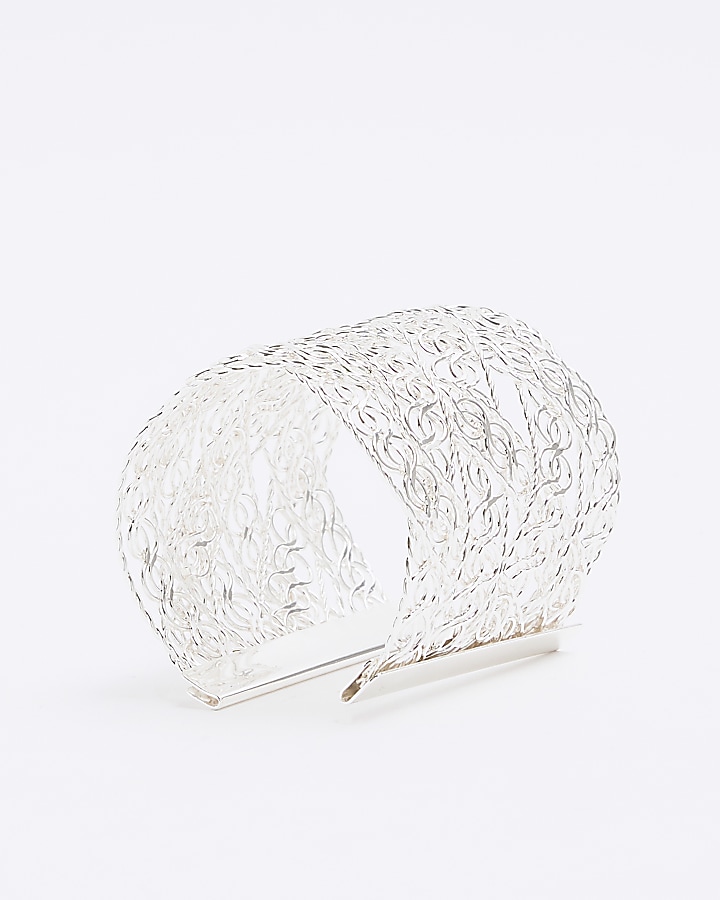 Silver colour chunky cuff bracelet