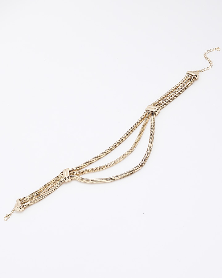 Gold Snake Chain Multirow Necklace