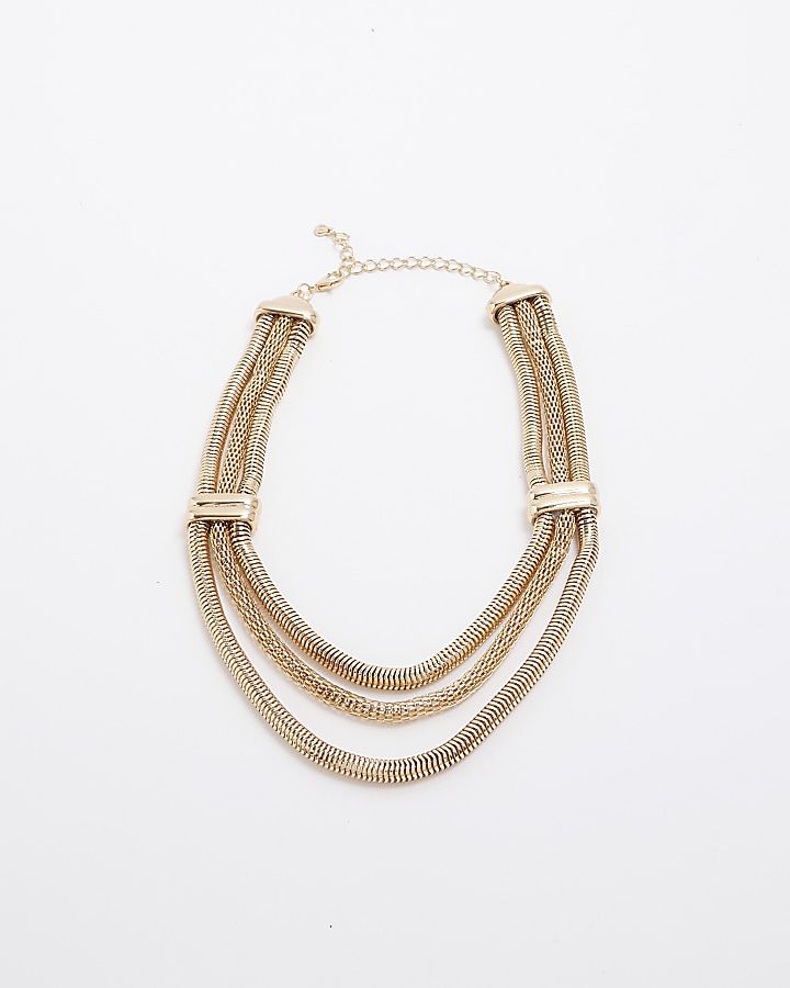 Gold Snake Chain Multirow Necklace