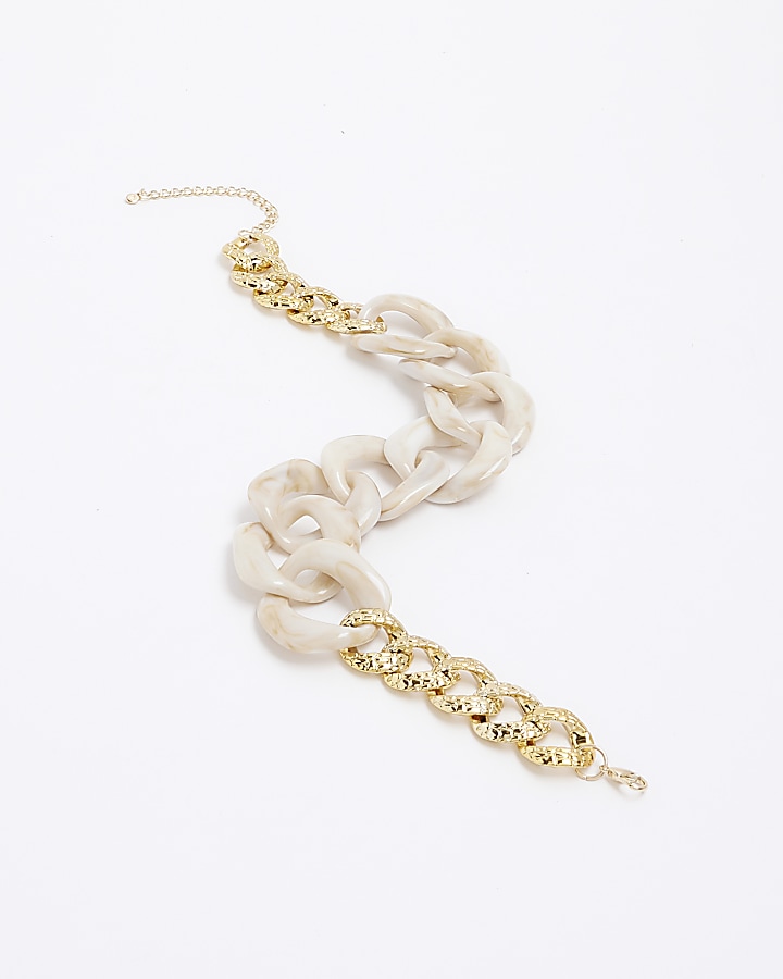 Cream Resin Chain Link Necklace