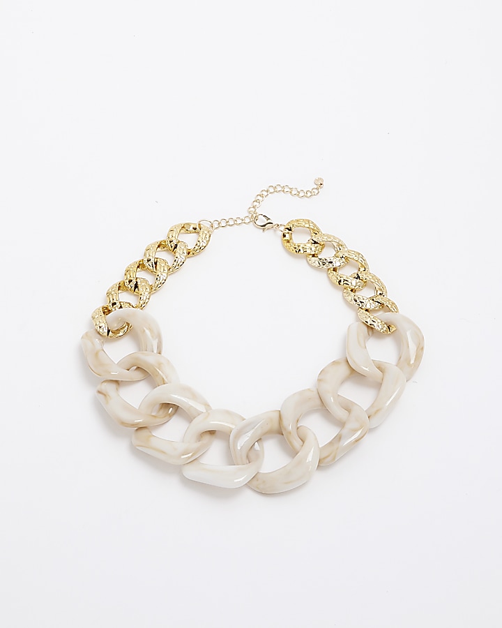 Cream Resin Chain Link Necklace