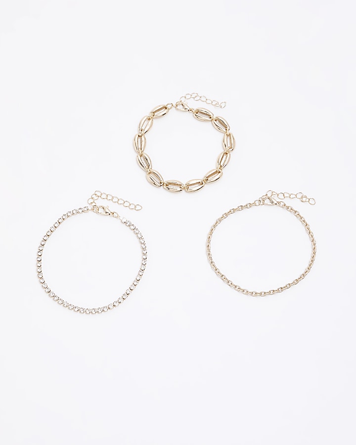 Gold shell anklet multipack