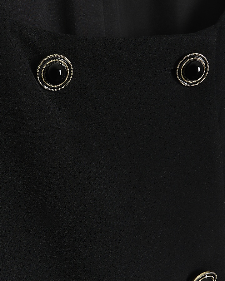 Black button up shift mini dress