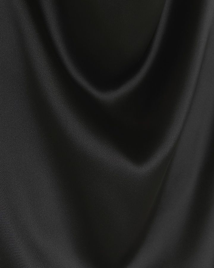 Black satin cowl halter neck top