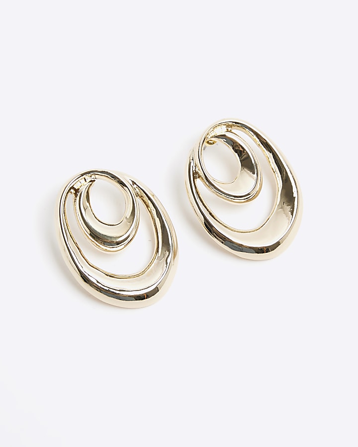 Gold Large Swirl Stud Earrings River Island