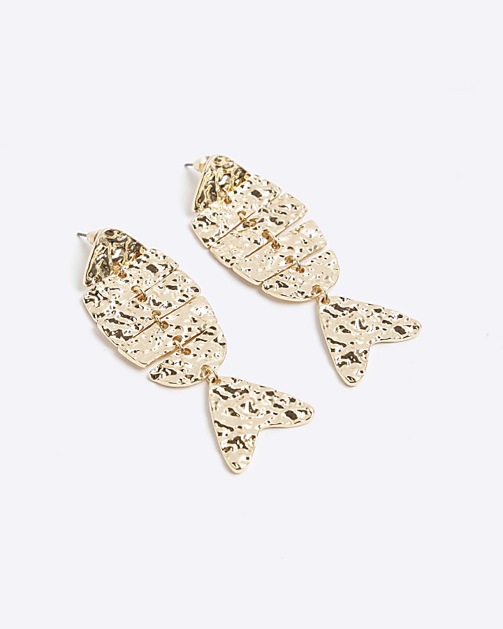 Gold colour fish detail earrings
