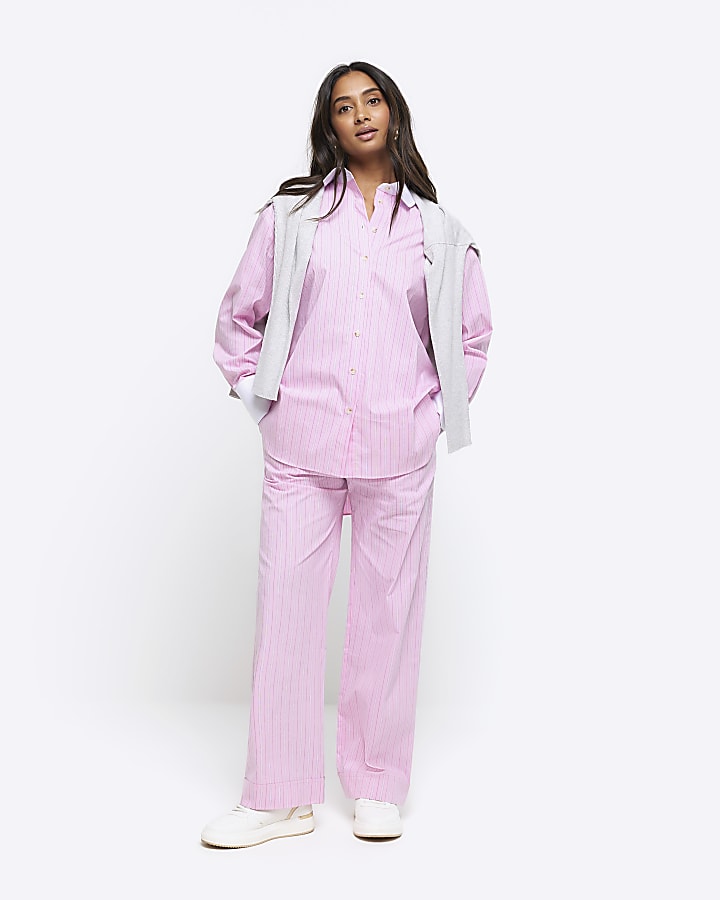 Pink and best sale white striped trousers