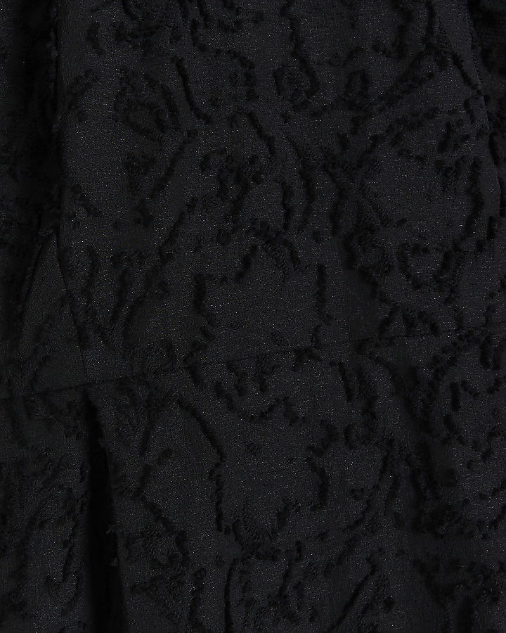 Black textured embellished bodycon midi dress