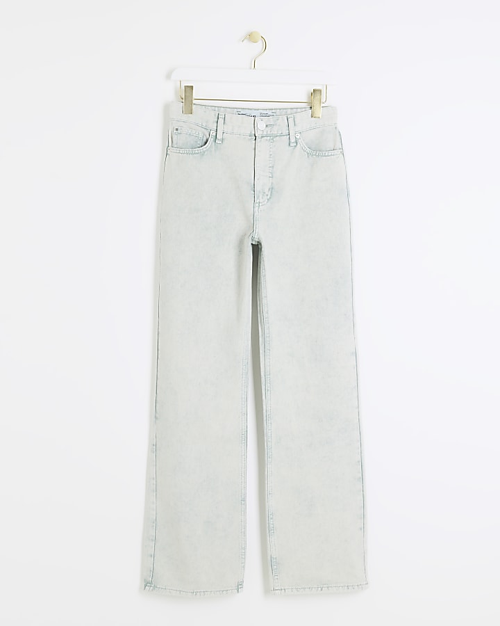 Green high waisted relaxed straight jeans