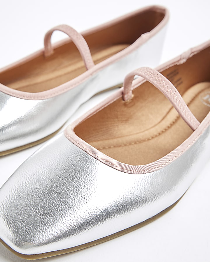 Silver Mary Jane Ballet Pumps