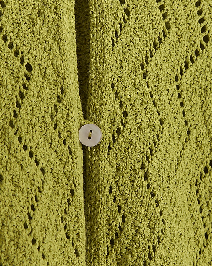 Green crochet button up cardigan